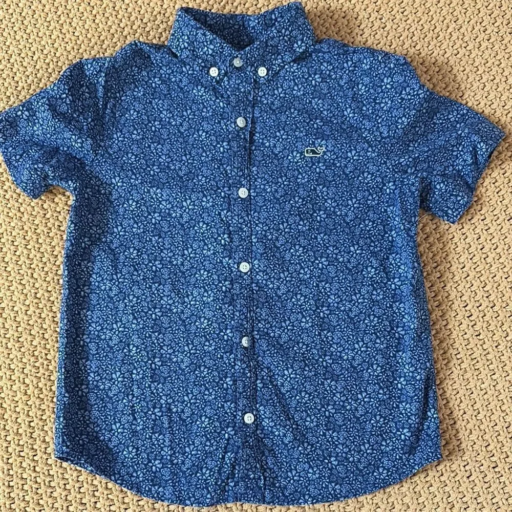 Vineyard Vines Blue Floral Button Down Shirt with Classic Collar Size 6